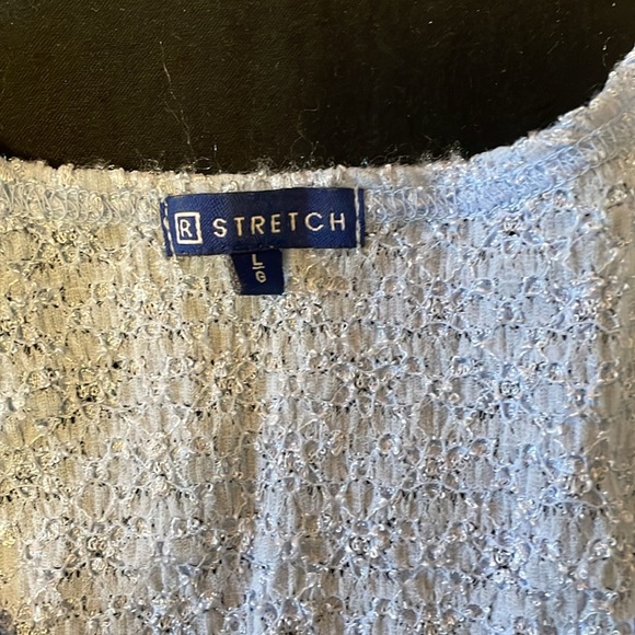 R Stretch Blue blue Pressed flowers Short sleeve Blouse - Picture 3 of 7